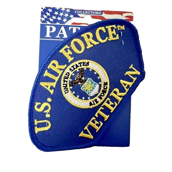 US AIRFORCE VETERAN Collectors Iron On Embroidered Patch Military - Picture 1 of 2